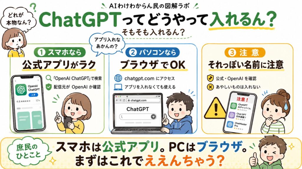 ChatGPTってどうやって入れるん?