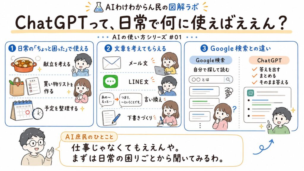 ChatGPTって、日常で何に使えばええん？