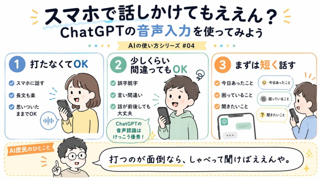 スマホで話しかけてもええん?ChatGPTの音声入力を使ってみよう